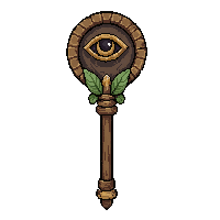 druid vine staff topped with eye carving