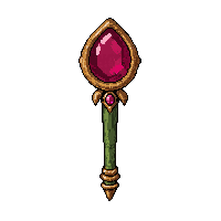 druid vine staff topped with red ruby gem