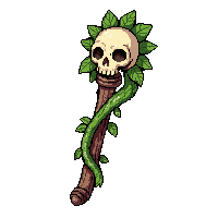 druid vine staff topped with skull