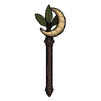 elven nature staff topped with crescent moon