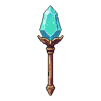 elven nature staff topped with crystal cluster