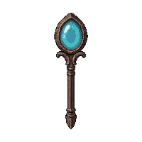 elven nature staff topped with eye carving