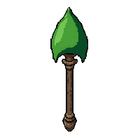 elven nature staff topped with green leaf cluster