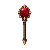 elven nature staff topped with red ruby gem
