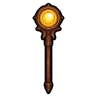 elven nature staff topped with sun symbol
