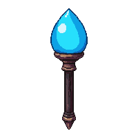 lich crystal staff topped with glowing blue orb