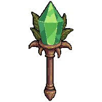 lich crystal staff topped with green leaf cluster