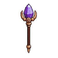 monk simple walking staff topped with crystal cluster