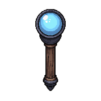 monk simple walking staff topped with glowing blue orb