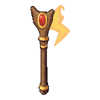 monk simple walking staff topped with lightning bolt