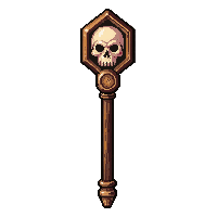 monk simple walking staff topped with skull