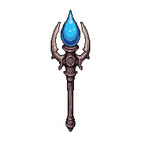 necromancer bone staff topped with glowing blue orb