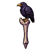 necromancer bone staff topped with raven