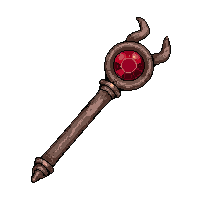 necromancer bone staff topped with red ruby gem