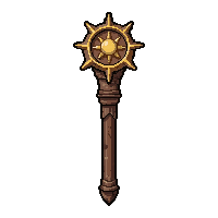 necromancer bone staff topped with sun symbol
