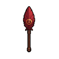 shaman feathered staff topped with eye carving