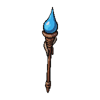 shaman feathered staff topped with glowing blue orb