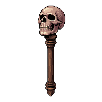 Wizard Wooden Staff Topped With Skull — free pixel art sprite from the Marketplace Staves collection, transparent PNG