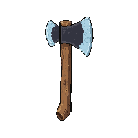 lumberjack axe  frost tipped icy
