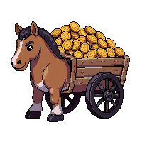Horse Cart Wagon  Loaded With Gold Coins — free pixel art sprite from Marketplace Vehicles Mounts
