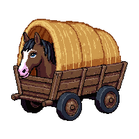 horse cart wagon  loaded with hay bales