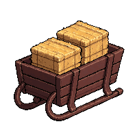 sled  loaded with hay bales