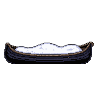 small canoe  covered in snow