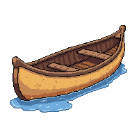 small canoe  dripping with water