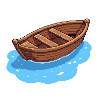 small rowboat  dripping with water
