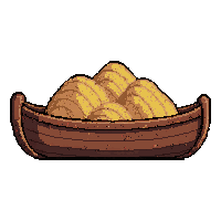 small rowboat  loaded with hay bales