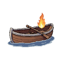 small rowboat  magical glowing aura