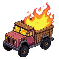 treasure cart  burning with fire