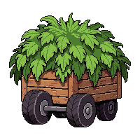 treasure cart  covered in vines