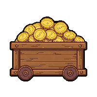 treasure cart  loaded with gold coins