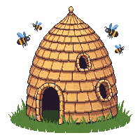 Medieval Beehive Straw Dome Bees Buzzing — free pixel art sprite from Medieval Village