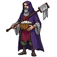 Medieval Beggar Ragged Cloak Wooden Bowl — free pixel art sprite from Medieval Village
