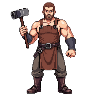 medieval blacksmith muscular apron hammer anvil