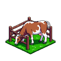 Medieval Cow Pasture Green Fence Grazing — free pixel art sprite from the Medieval Village collection, transparent PNG