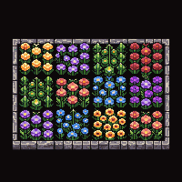 medieval flower garden colorful beds stone border