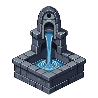 medieval fountain stone tiered water flowing