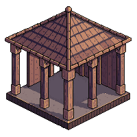 medieval market hall open sides pillars wooden