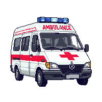 Modern Ambulance White Red Cross Lights — free pixel art sprite from the Modern City collection, transparent PNG