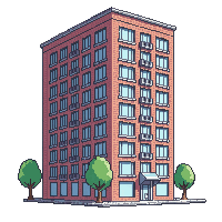 Modern Apartment Building Tall Brick Multi Story — free pixel art sprite from Modern City