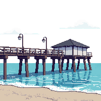 Modern Beach Boardwalk Ocean Pier — free pixel art sprite from Modern City