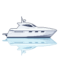 Modern Boat Speedboat White Harbor — free pixel art sprite from Modern City