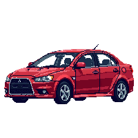 Modern Car Sedan Red Four Door — free pixel art sprite from the Modern City collection, transparent PNG