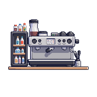 Modern Coffee Machine Espresso Counter — free pixel art sprite from the Modern City collection, transparent PNG