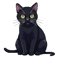 black cat sitting sleek yellow eyes elegant