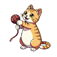 cat playing yarn ball paw batting playful