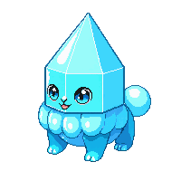 crystal golem small blue shiny gem pet cute